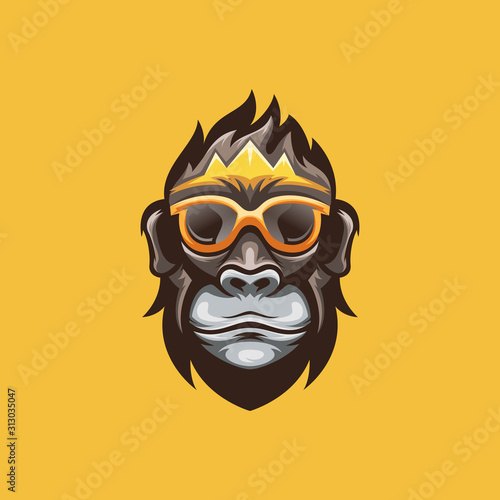 awesome monkey mascot logo, monkey king player logo template