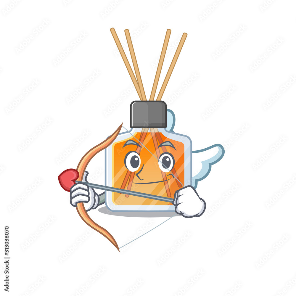 Romantic air freshener sticks Cupid cartoon character with arrow and wings  Stock Vector | Adobe Stock