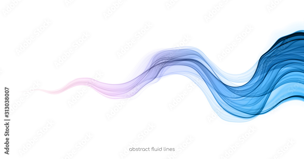 Plakat Abstract colorful transparent lines wavy flowing smoke isolated on white backgrounds