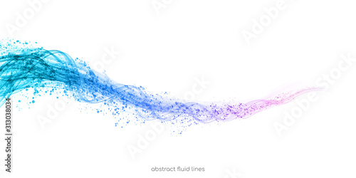 Abstract colorful wave curve background by transparent lines and dots particles light flowing isolated on white in concept modern, technology, music.