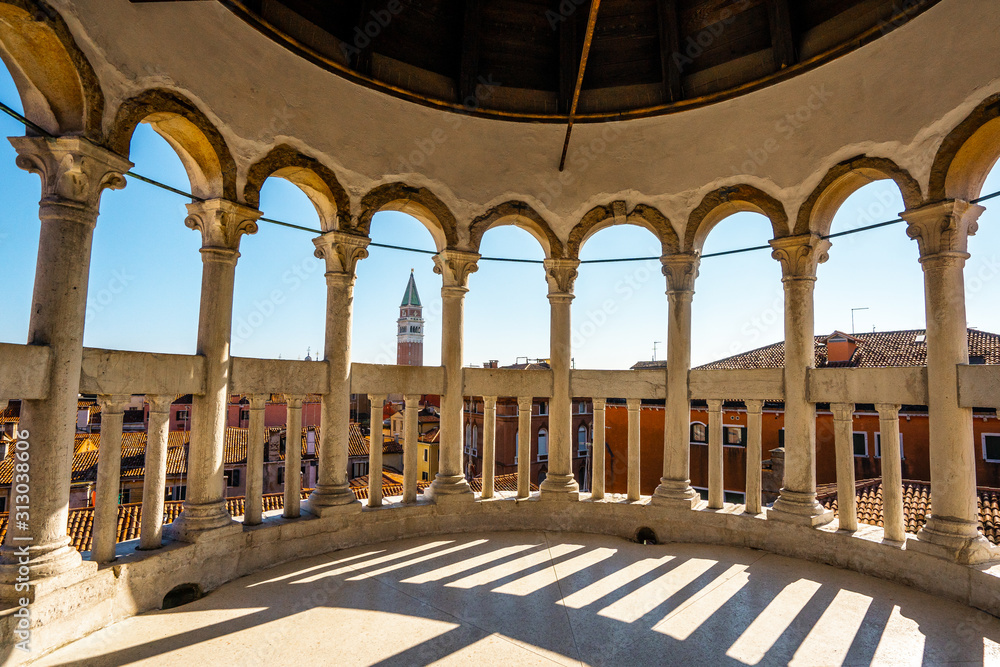 Nice view from Scala Contarini del Bovolo . One of the the best place to see panoramic view in Venice , Italy