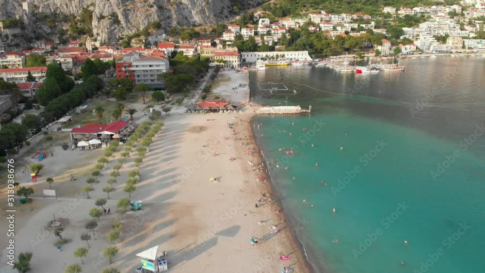 Aerial view of the beach in Omiš, Croatia Aerial view of the beach in Omiš, Croatia