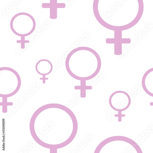 symbol of feminism venus mirror seamless pattern on a white background