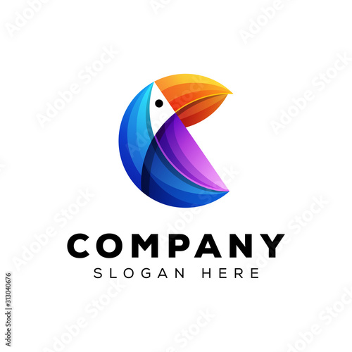 awesome parrot logo, toucan logo, abstract bird logo template