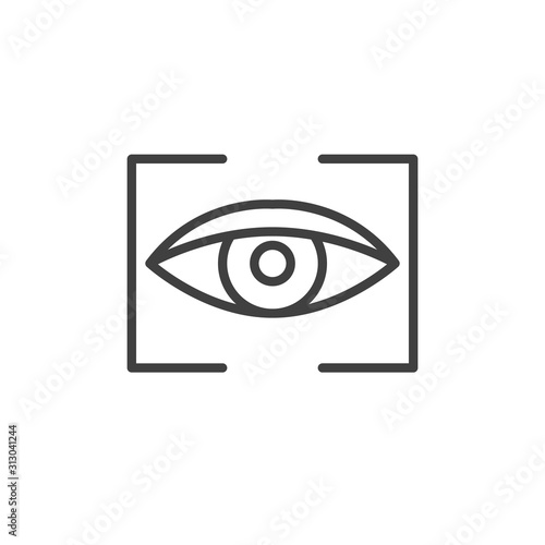 Eye identification scan vector icon. filled flat sign for mobile concept and web design. Cyber eye vision glyph icon. Cyber protection symbol, logo illustration. Vector graphics