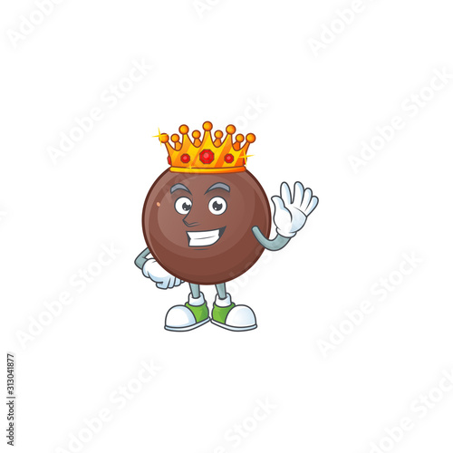 A stunning of chocolate ball stylized of King on cartoon mascot style