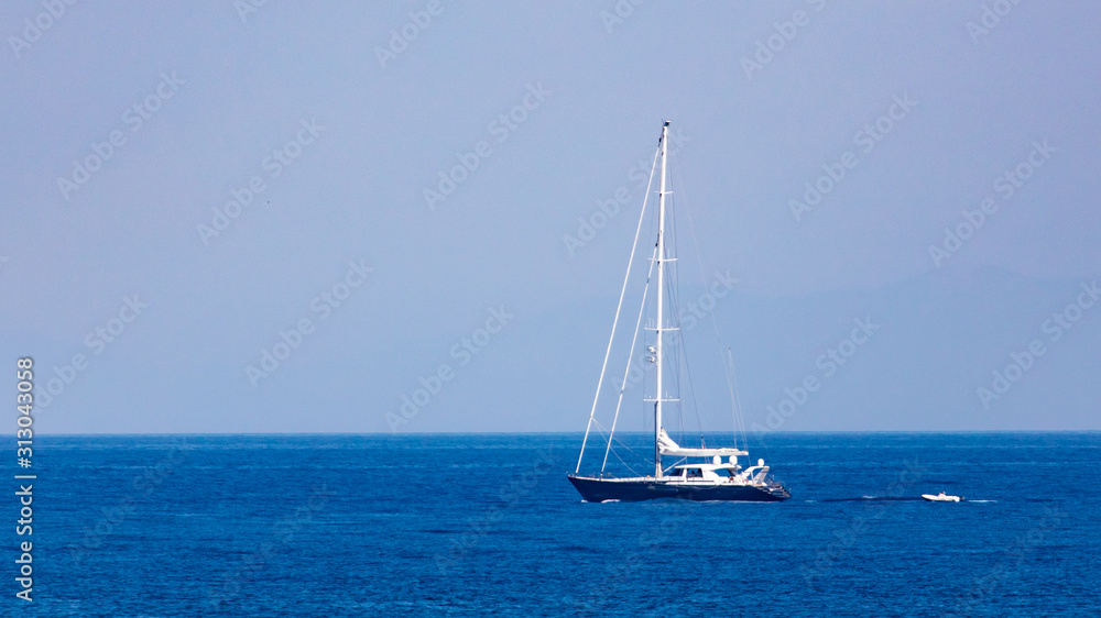 Naklejka premium Yacht fishermen in the Aegean Sea