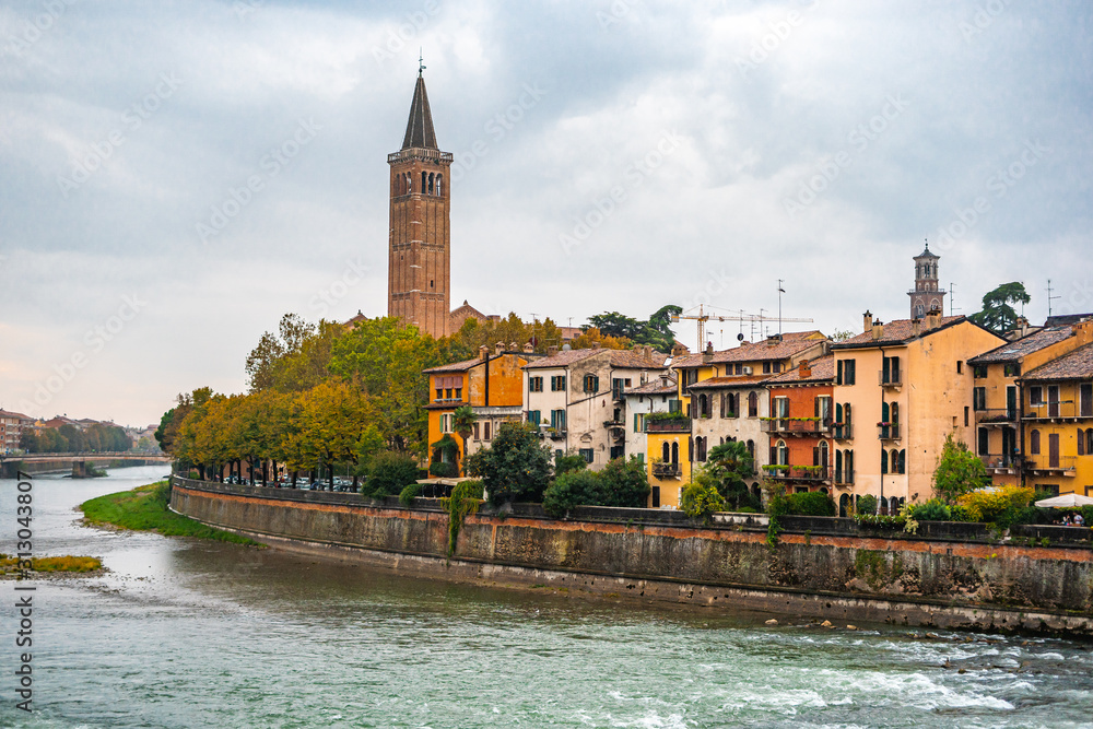 Nice View in the old town of Verona . Unesco sites and one of the most beautiful city from medieval in Italy , Verona , Veneto , Italy