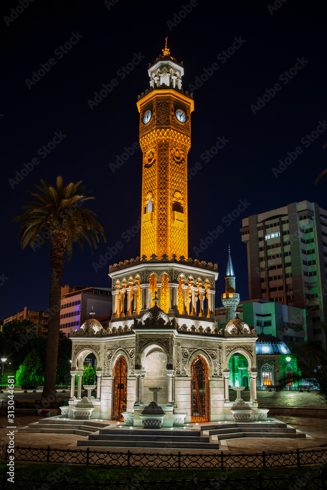 Fototapeta premium Izmir clock tower. The famous clock tower became the symbol of Izmir
