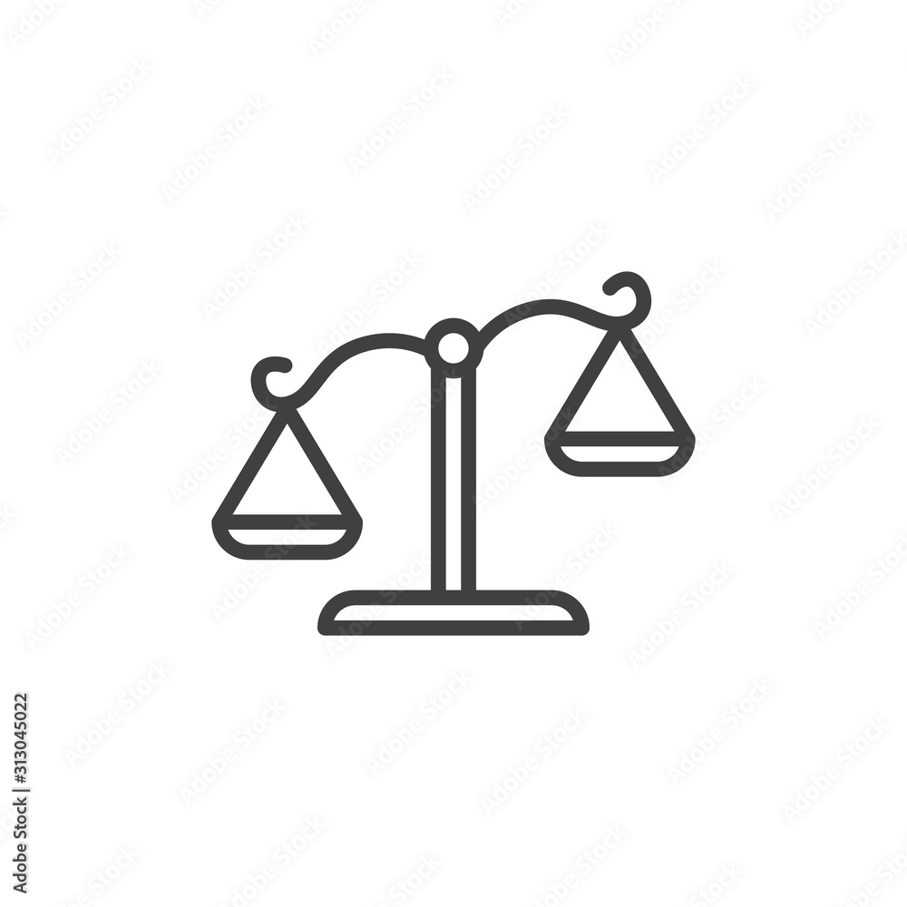Law scales line icon. linear style sign for mobile concept and web design. Justice scale outline vector icon. Symbol, logo illustration. Vector graphics Law scales line icon. linear style sign for mobile concept and web design. Justice scale outline vector icon. Symbol, logo illustration. Vector graphics