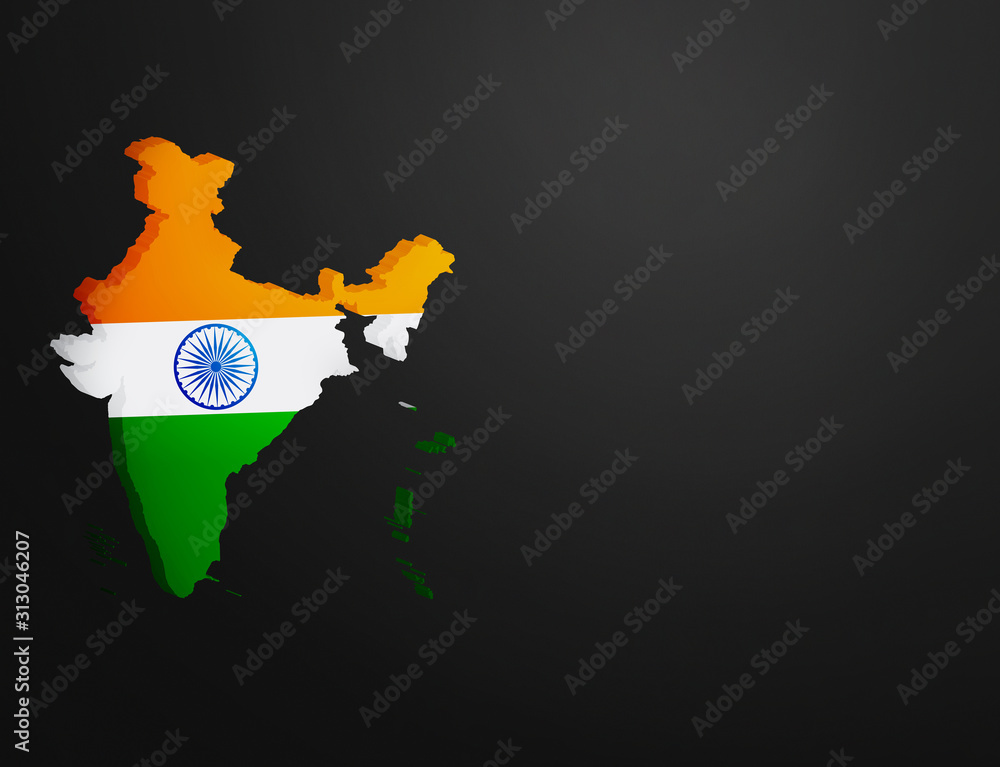 INDIA MAP WITH INDIA FLAG ON WHITE BACKGROUND 3D ILLUSTRATION Stock  Illustration | Adobe Stock