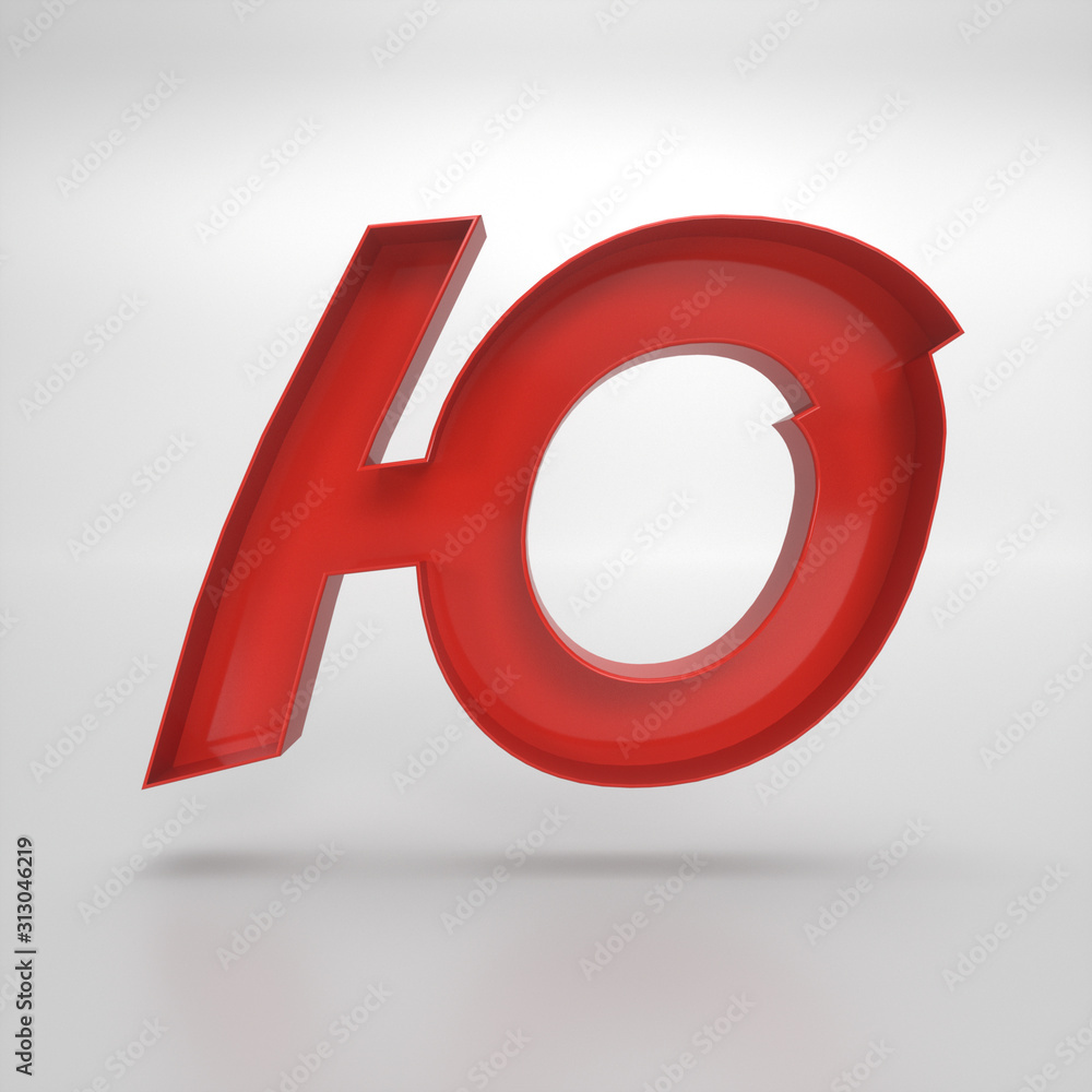 3d rendering of the Cyrillic letter Ю in red gloss on a white isolated background. 3d rendering of the Cyrillic letter Ю in red gloss on a white isolated background.
