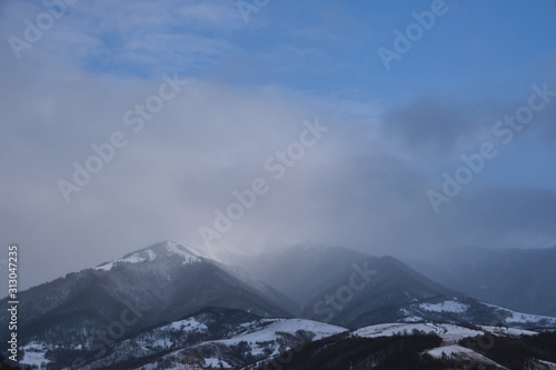 Winter mountains landscape. Karphatians wiev. Karpaty