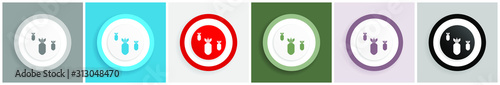 Bomb icon, war, military, weapon vector illustrations in 6 colors options for web design and mobile applications in eps 10