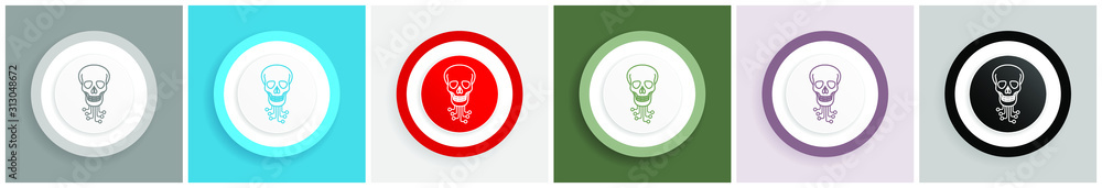 Hack icon, virus, circuit, skull, hacker vector illustrations in 6 ...