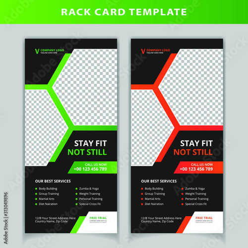 Gym & finess rack card design template