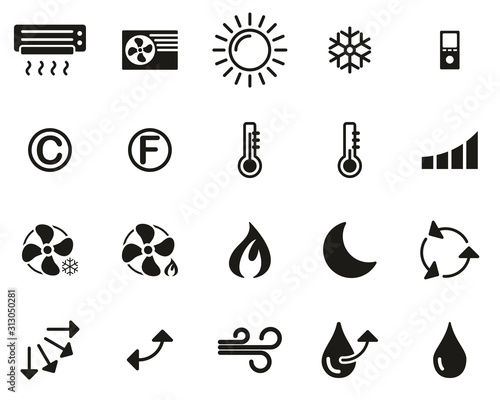 Air Conditioning Icons Black & White Set Big