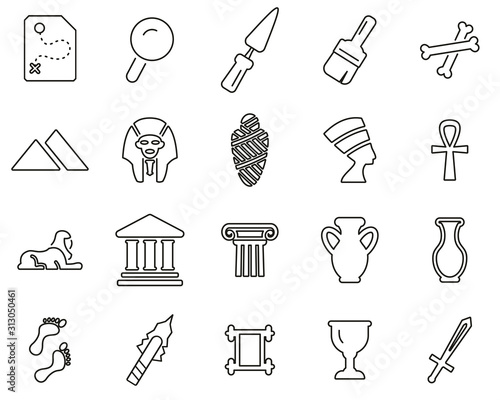 Archaeology Icons Thin Line Set Big