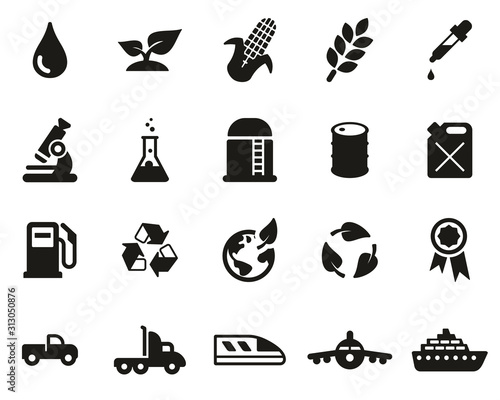 Bio Fuel Icons Black & White Set Big