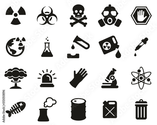 Biohazard Or Biohazard Disaster Icons Black & White Set Big
