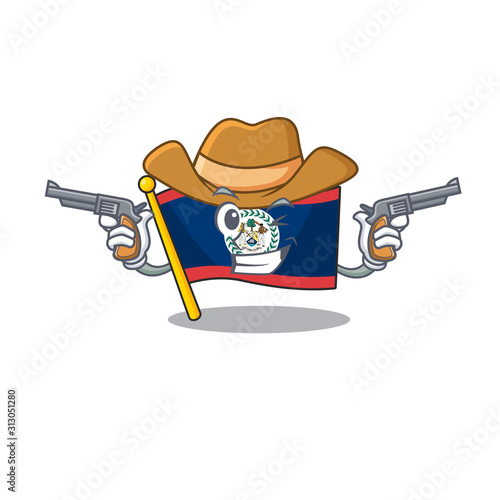 Flag belize dressed as a Cowboy having guns