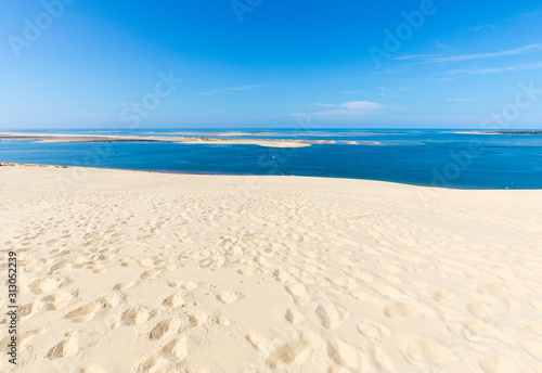 Fototapeta Naklejka Na Ścianę i Meble -  View from the Dune of Pilat, the tallest sand dune in Europe. La Teste-de-Buch, Arcachon Bay, Aquitaine, France