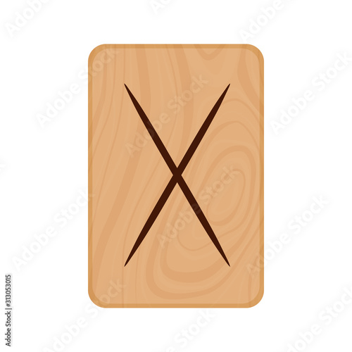 Futhark, Scandinavian Runes burned on wooden planks isolated vector stock illustration on transparent background