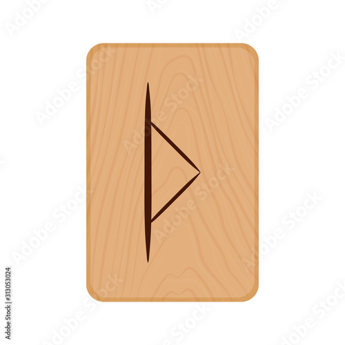 Futhark, Scandinavian Runes burned on wooden planks isolated vector stock illustration on transparent background