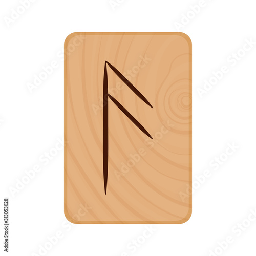 Futhark, Scandinavian Runes burned on wooden planks isolated vector stock illustration on transparent background