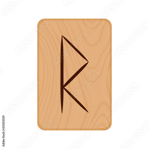Futhark, Scandinavian Runes burned on wooden planks isolated vector stock illustration on transparent background