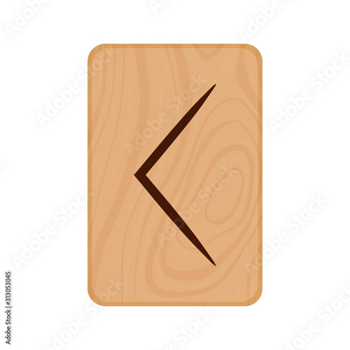 Futhark, Scandinavian Runes burned on wooden planks isolated vector stock illustration on transparent background