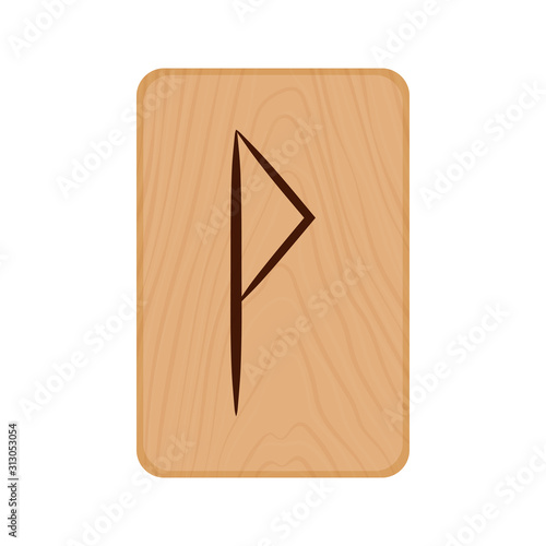 Futhark, Scandinavian Runes burned on wooden planks isolated vector stock illustration on transparent background