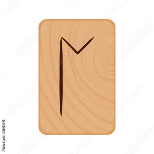 Futhark, Scandinavian Runes burned on wooden planks isolated vector stock illustration on transparent background