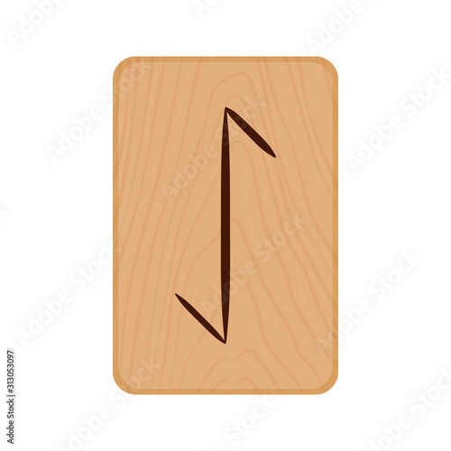 Futhark, Scandinavian Runes burned on wooden planks isolated vector stock illustration on transparent background