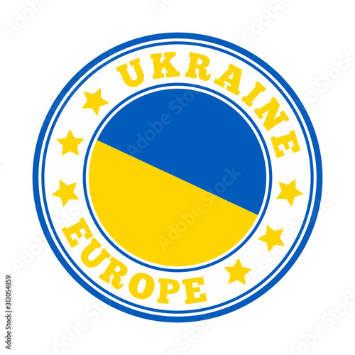 Ukraine sign with flag logo. Vector illustration.
