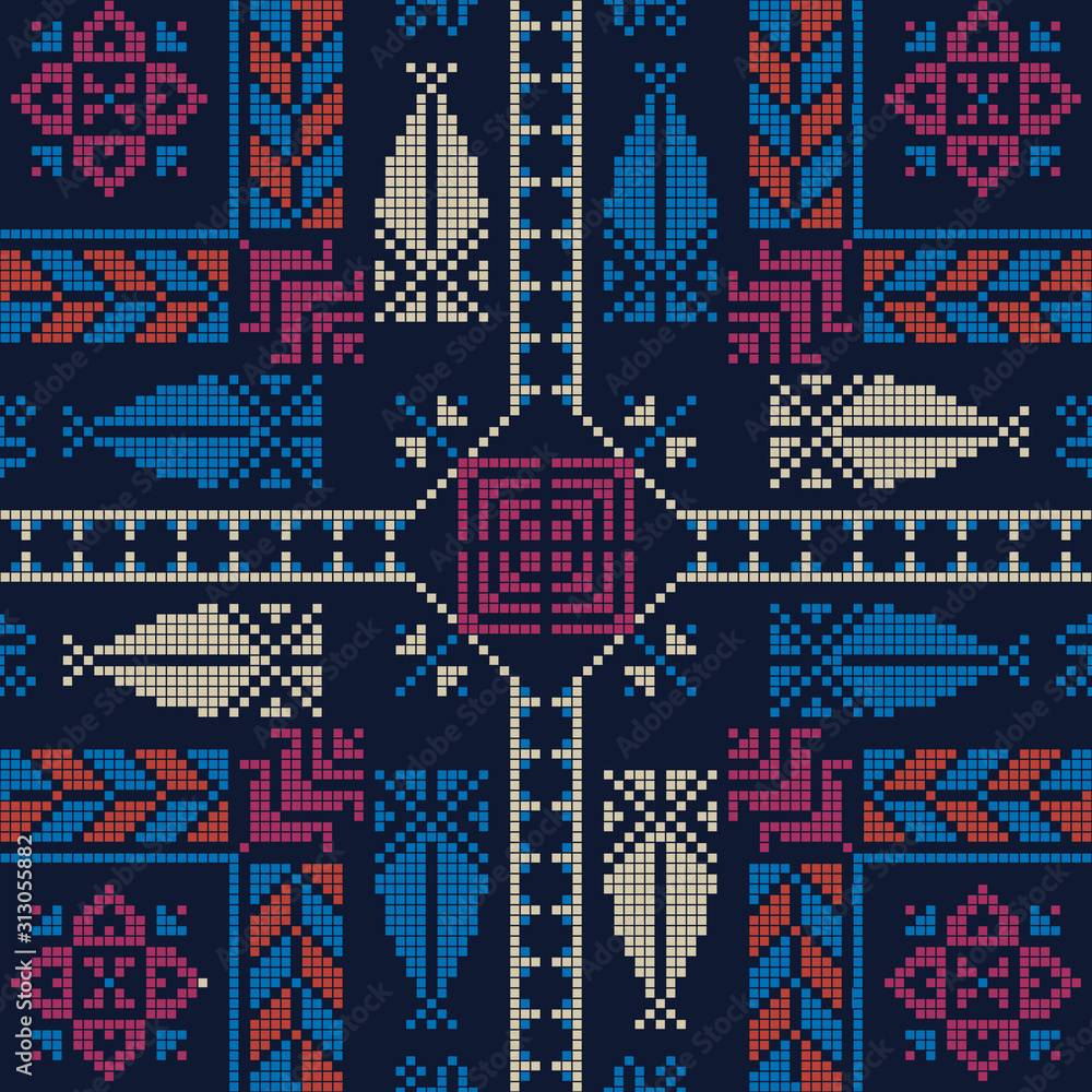 Fototapeta premium Palestinian embroidery pattern 257