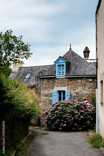 Picturesque street in the medieval village of Rochefort-en-Terre