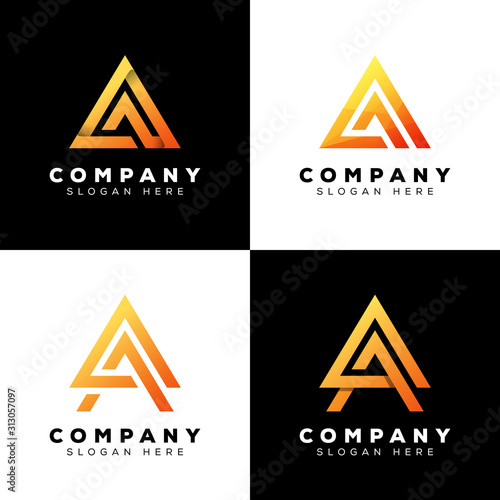 collection triangle letter A logo, modern initial letter A logo design