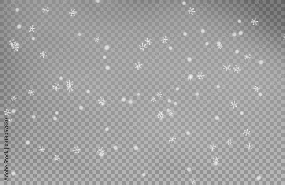 Snow falling winter snowflake. Abstract snowflake background for your winter design. Falling Christmas snow. Snowstorm and blizzard. Snowflakes isolated on transparent background. Snow falling winter snowflake. Abstract snowflake background for your winter design. Falling Christmas snow. Snowstorm and blizzard. Snowflakes isolated on transparent background.