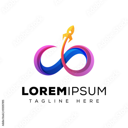 infinity launch rocket logo, rocket launch logo template