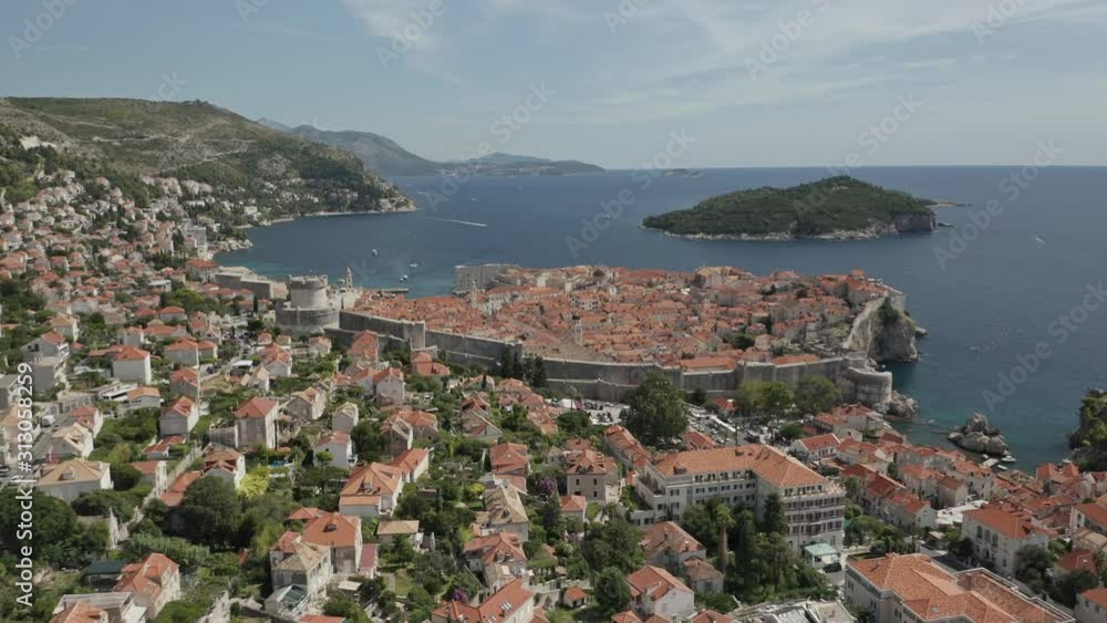 The entire walled city of Old Town Dubrovnik with view of the Adriatic sea. The entire walled city of Old Town Dubrovnik with view of the Adriatic sea.