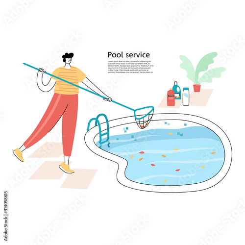 Pool Maintenance skimming leaves