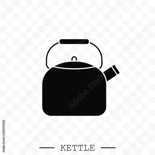 kettle icon vector. Teapot logo. kettle gas black. Black Kettle with handle icon isolated on white background. Kettle in art style vector icon. kettle emblem, sign. Kettle illustration. teapot symbol