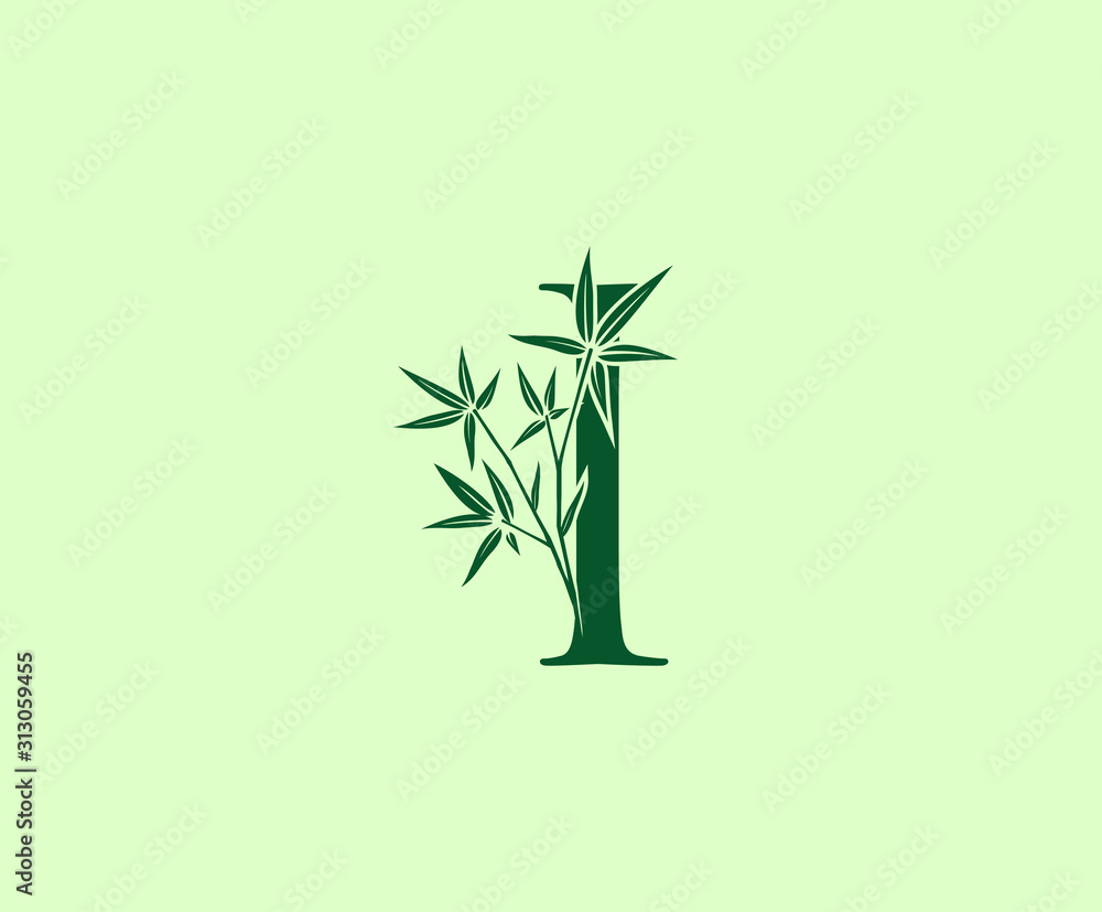 Fototapeta Green Bamboo I Letter logo icon design