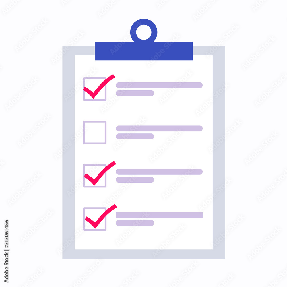 Tablet and paper, checklist with check marks. Linear, thin outline. Illustration Tablet and paper, checklist with check marks. Linear, thin outline. Illustration