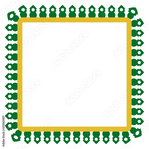 Vector Rounded Corner Square Decoration Traditional House of Betawi, Old Jakarta, Indonesia
