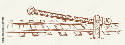 Railroad barrier. Vector drawing