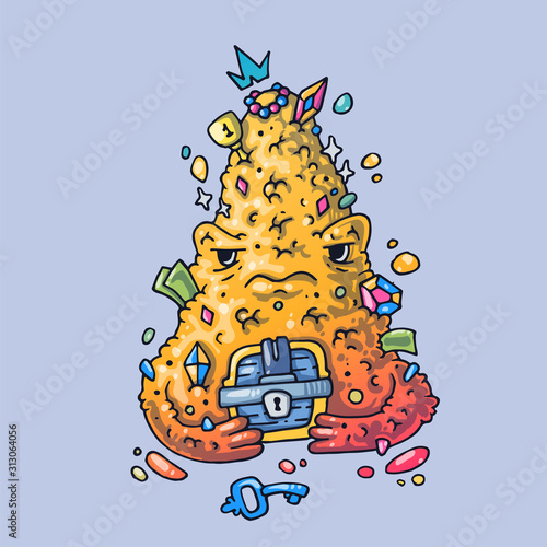 Magic treasures. Creative Vector Illustration. Cartoon art for web and print.