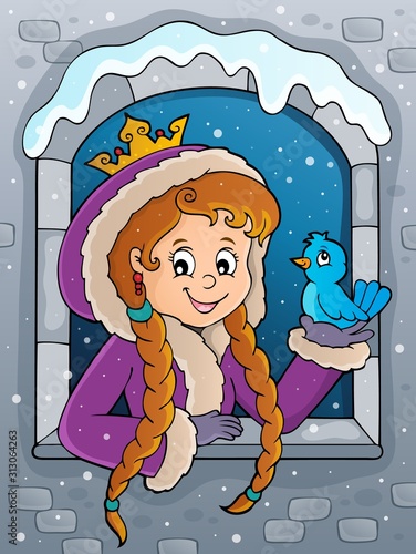 Princess in winter window theme image 2
