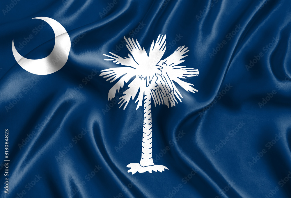 Flag of South Carolina silk - obrazy, fototapety, plakaty 